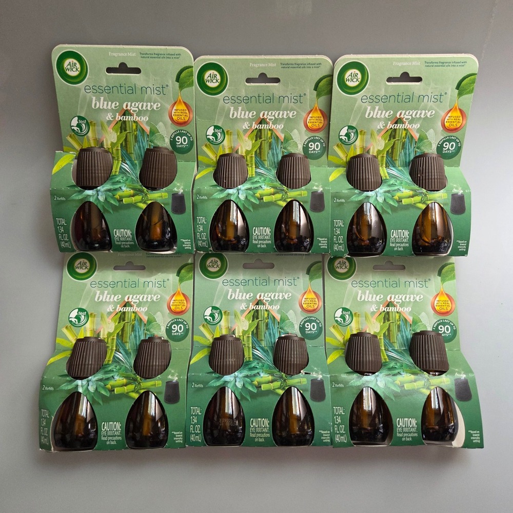 Air Wick Essential Mist Refills Blue Agave & Bamboo 2ct Lot of 6 12 Total
